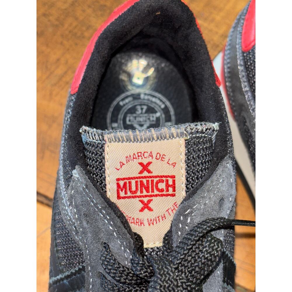 Unisex Munich Black Red Athletic Training Shoe Sneaker Womens 6 Mens 4.5 - Picture 11 of 12